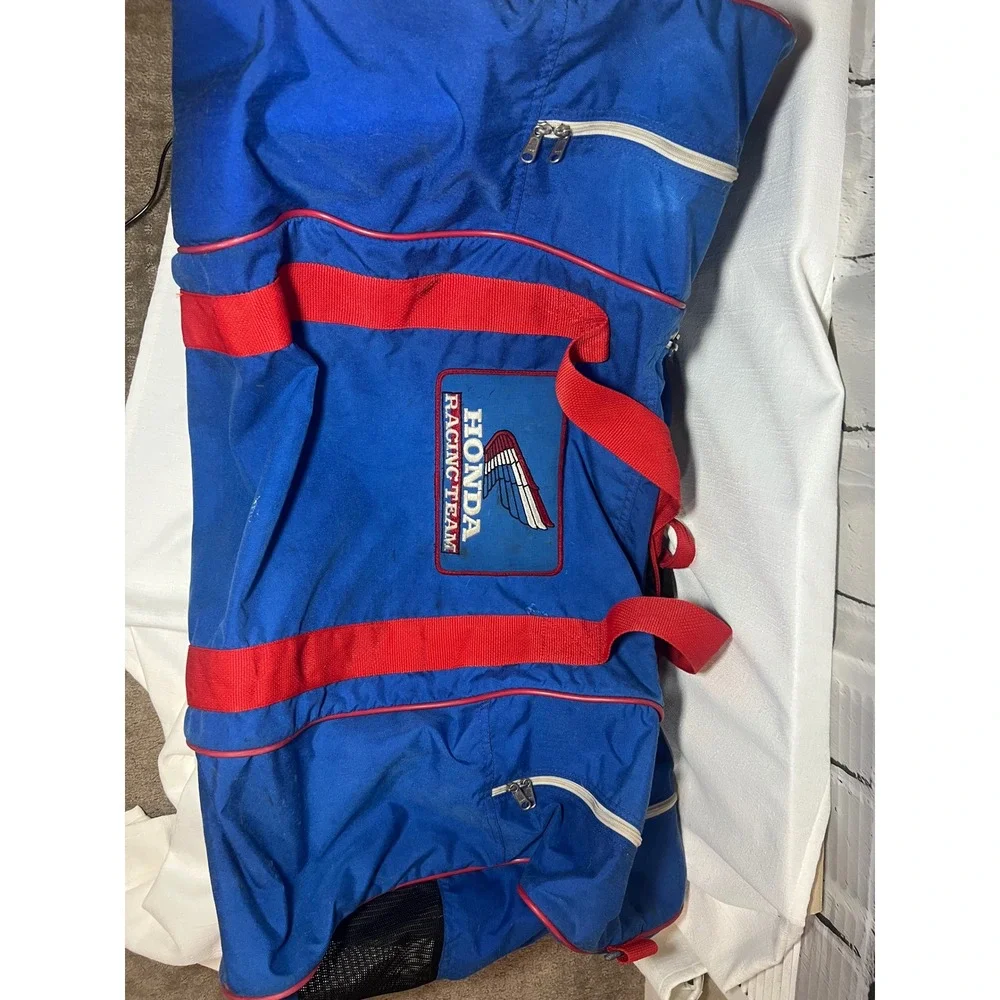Vintage 1980s Honda Racing Team Duffle Bag Blue Red Boot Chute Large 32x16